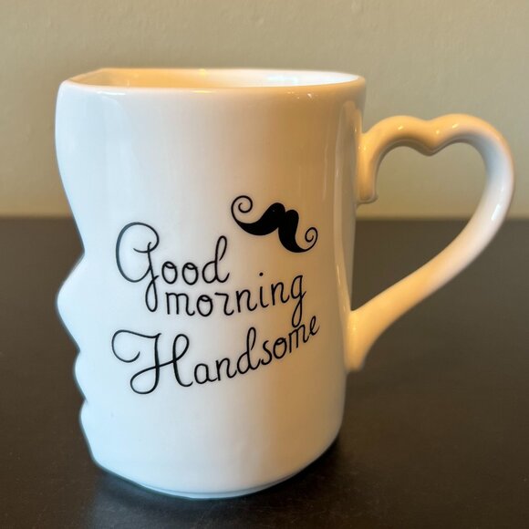 Kissing Couple GOOD MORNING BEAUTIFUL and HANDSOME His & Hers Ceramic Mug Set - Picture 3 of 12